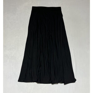 Madewell Jersey Asymmetrical Seam Midi Skirt Size Medium Black Pull On Stretch